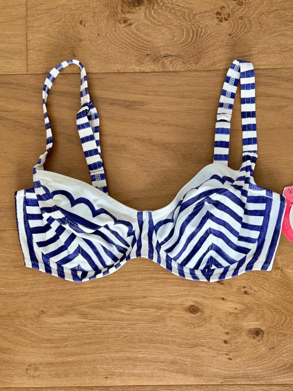 NWT Profile Blush Gottex Underwire Bikini Top Navy White Stripe Small DD/E Cup